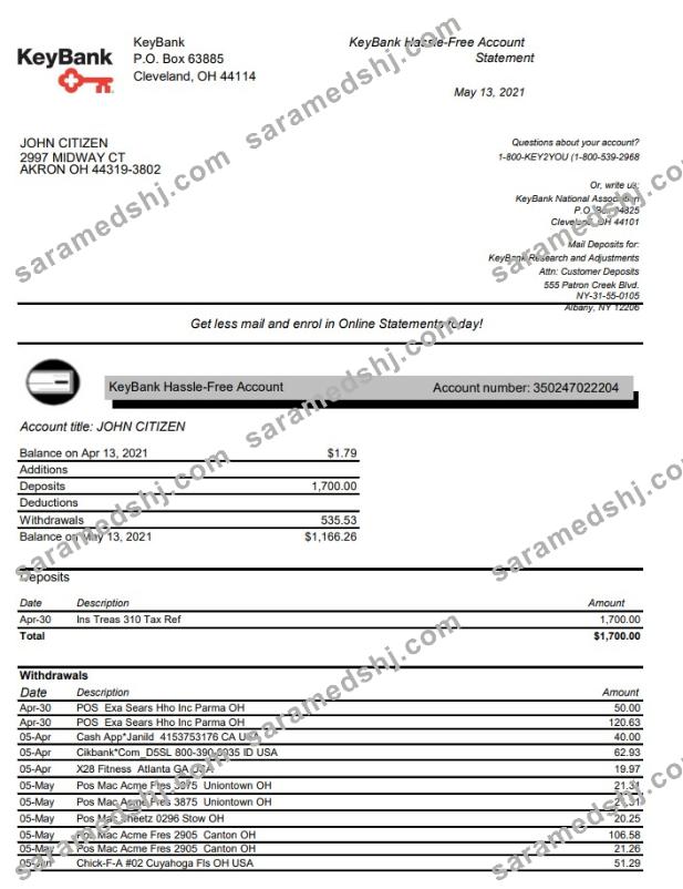 USA Ohio KeyBank excel